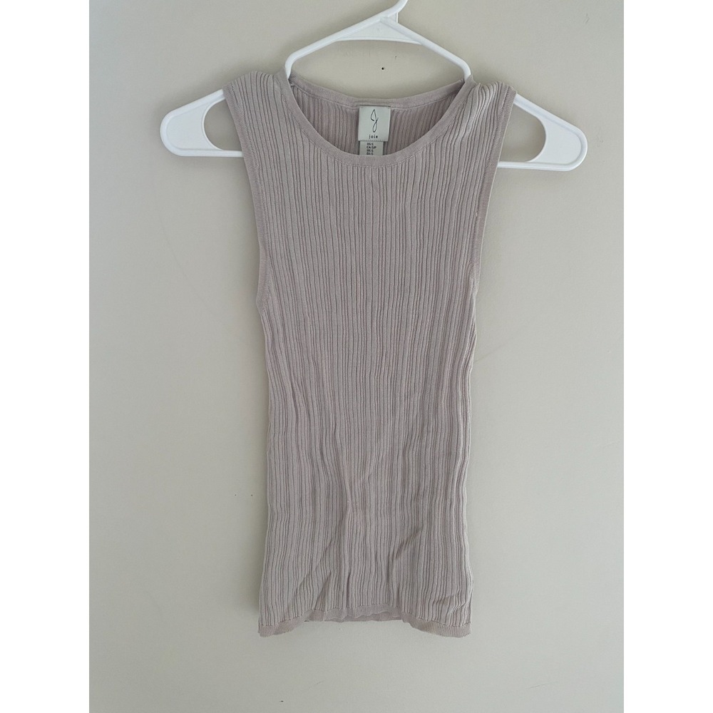 Joie Ribbed Knit Tank Top Women Small Beige Sleeveless Stretch Minimalist Spring